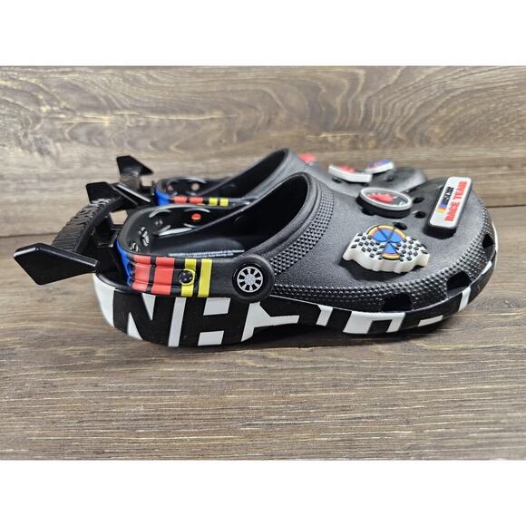 Crocs Nascar Classic Clogs Unisex Black Multi Size M4 W6 Nwot - Picture 2 of 10
